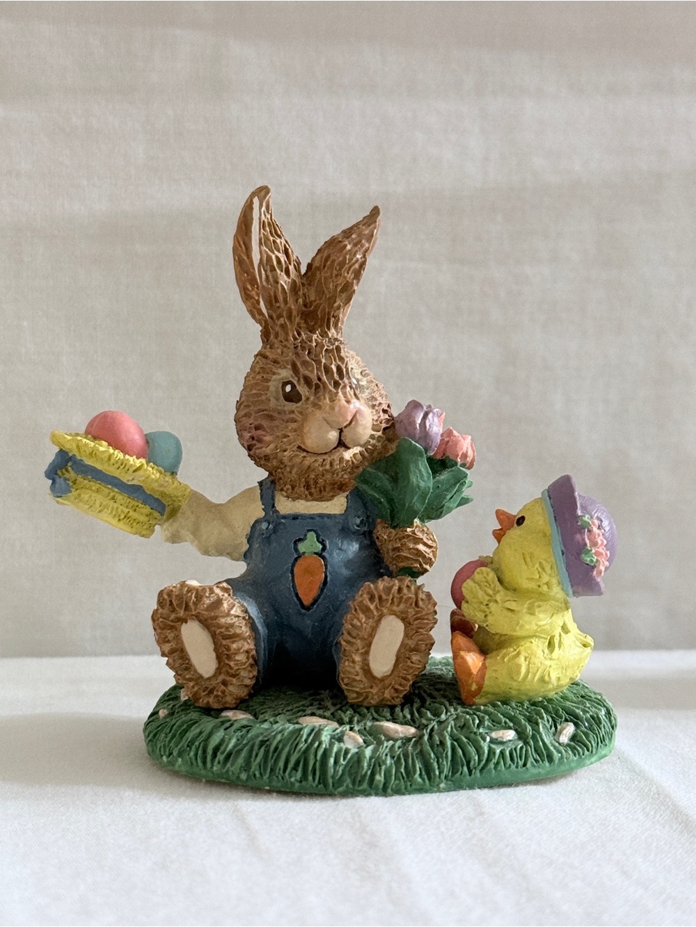 Easter Bunny and Chick Figurine - Brown and Yellow Home Accent